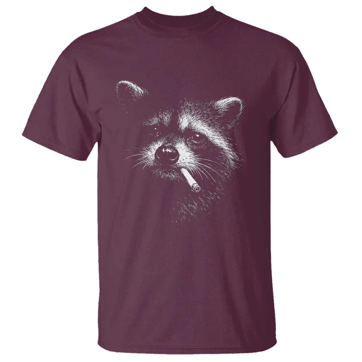Funny Raccoon Smoking Cigarette Meme T Shirt Trash Panda Face Y2K Graphic TS11 Maroon Print Your Wear