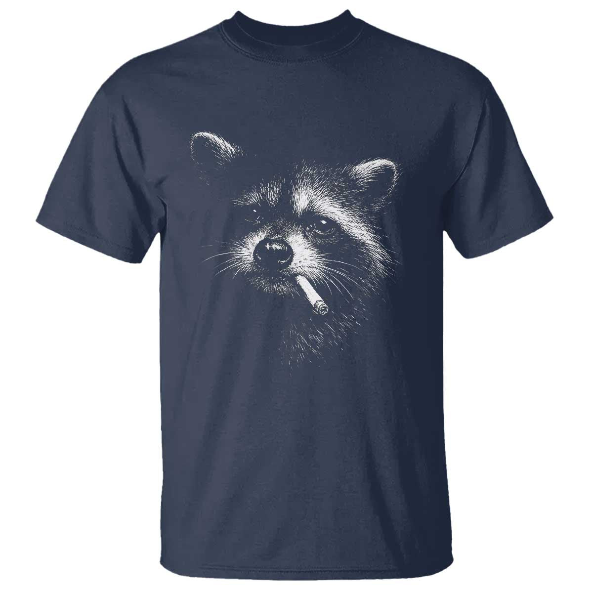 Funny Raccoon Smoking Cigarette Meme T Shirt Trash Panda Face Y2K Graphic TS11 Navy Print Your Wear