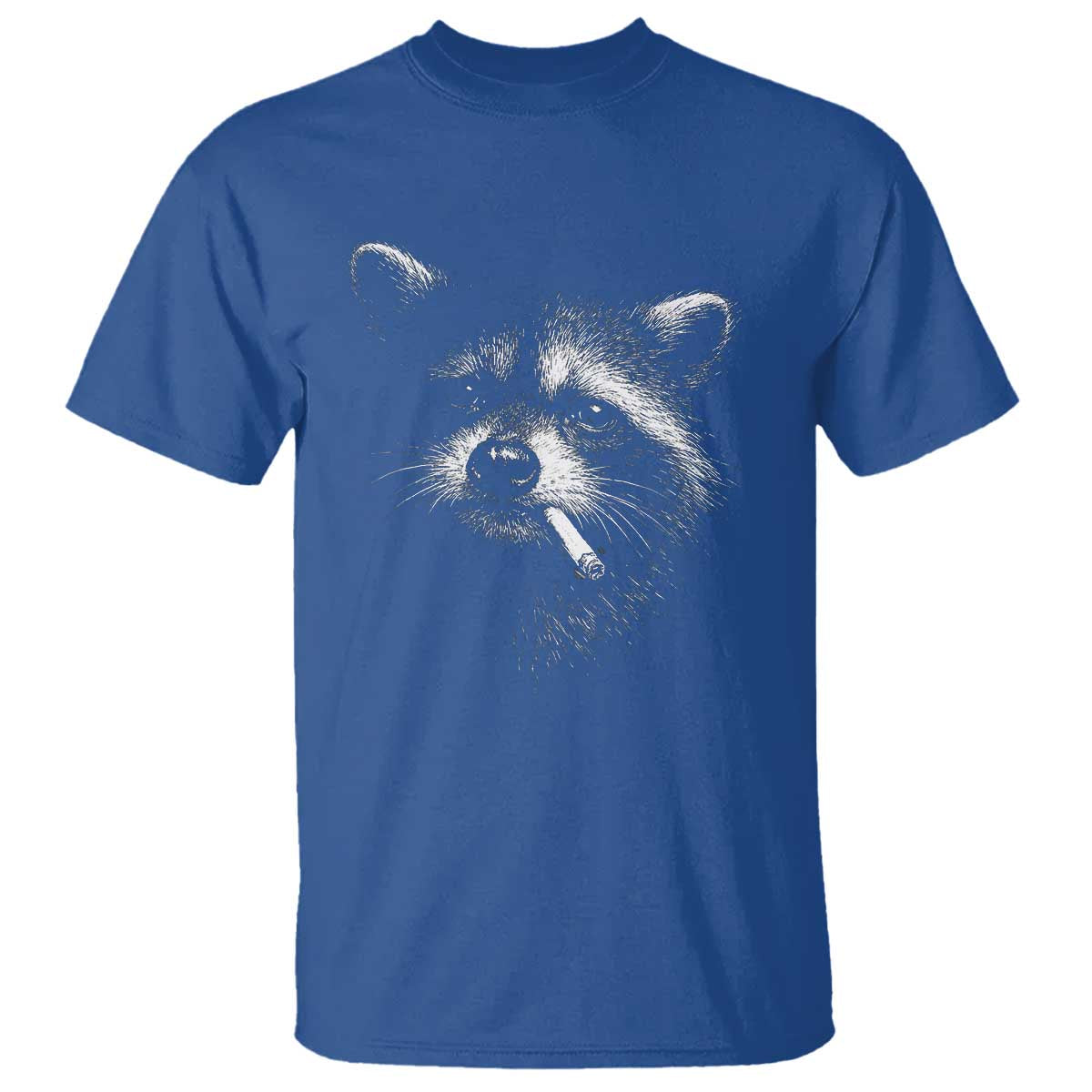 Funny Raccoon Smoking Cigarette Meme T Shirt Trash Panda Face Y2K Graphic TS11 Royal Blue Print Your Wear