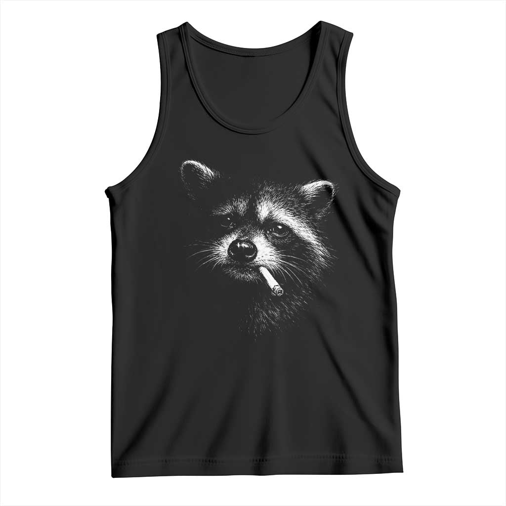 Funny Raccoon Smoking Cigarette Meme Tank Top Trash Panda Face Y2K Graphic TS11 Black Print Your Wear