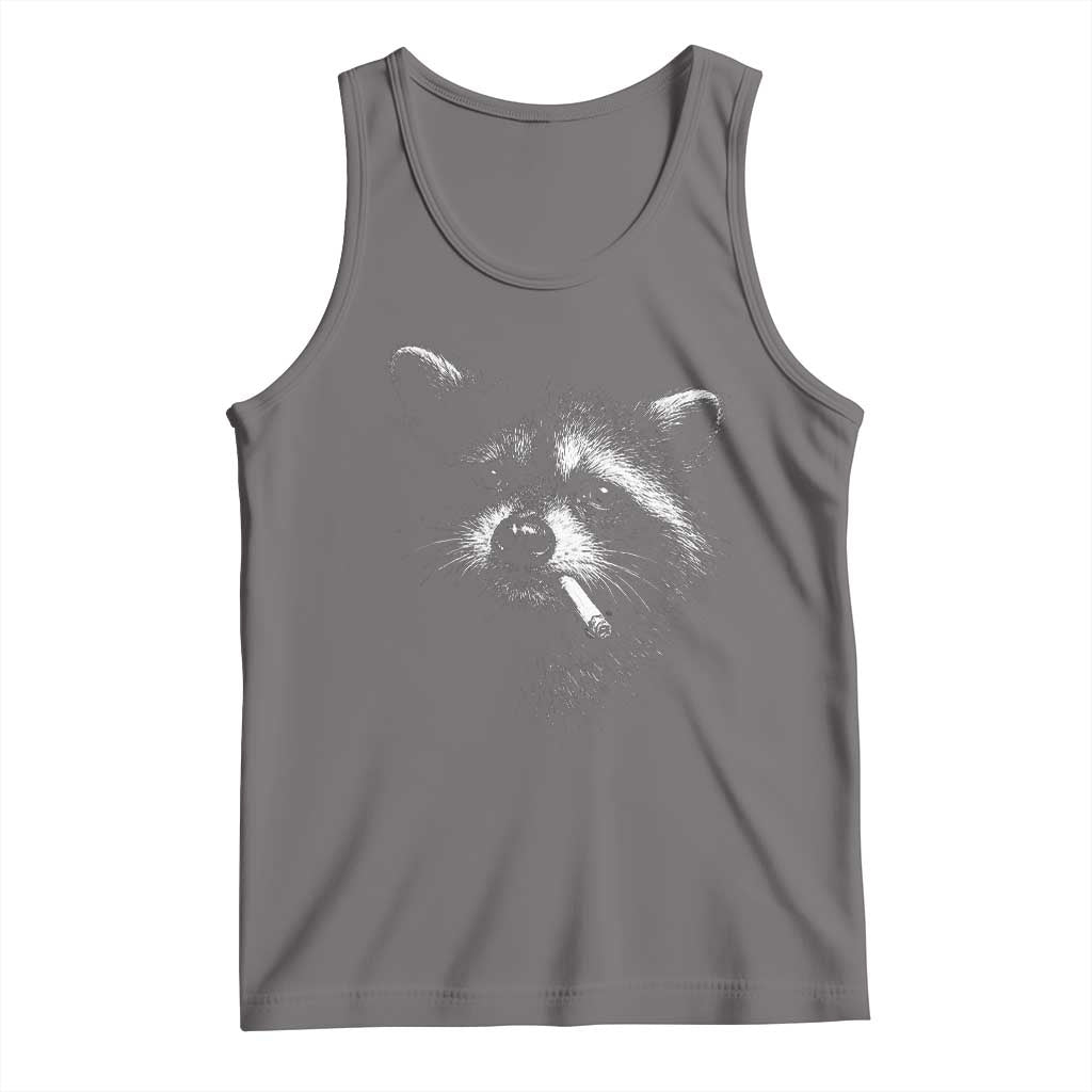 Funny Raccoon Smoking Cigarette Meme Tank Top Trash Panda Face Y2K Graphic TS11 Deep Heather Print Your Wear