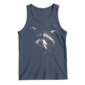 Funny Raccoon Smoking Cigarette Meme Tank Top Trash Panda Face Y2K Graphic TS11 Navy Print Your Wear