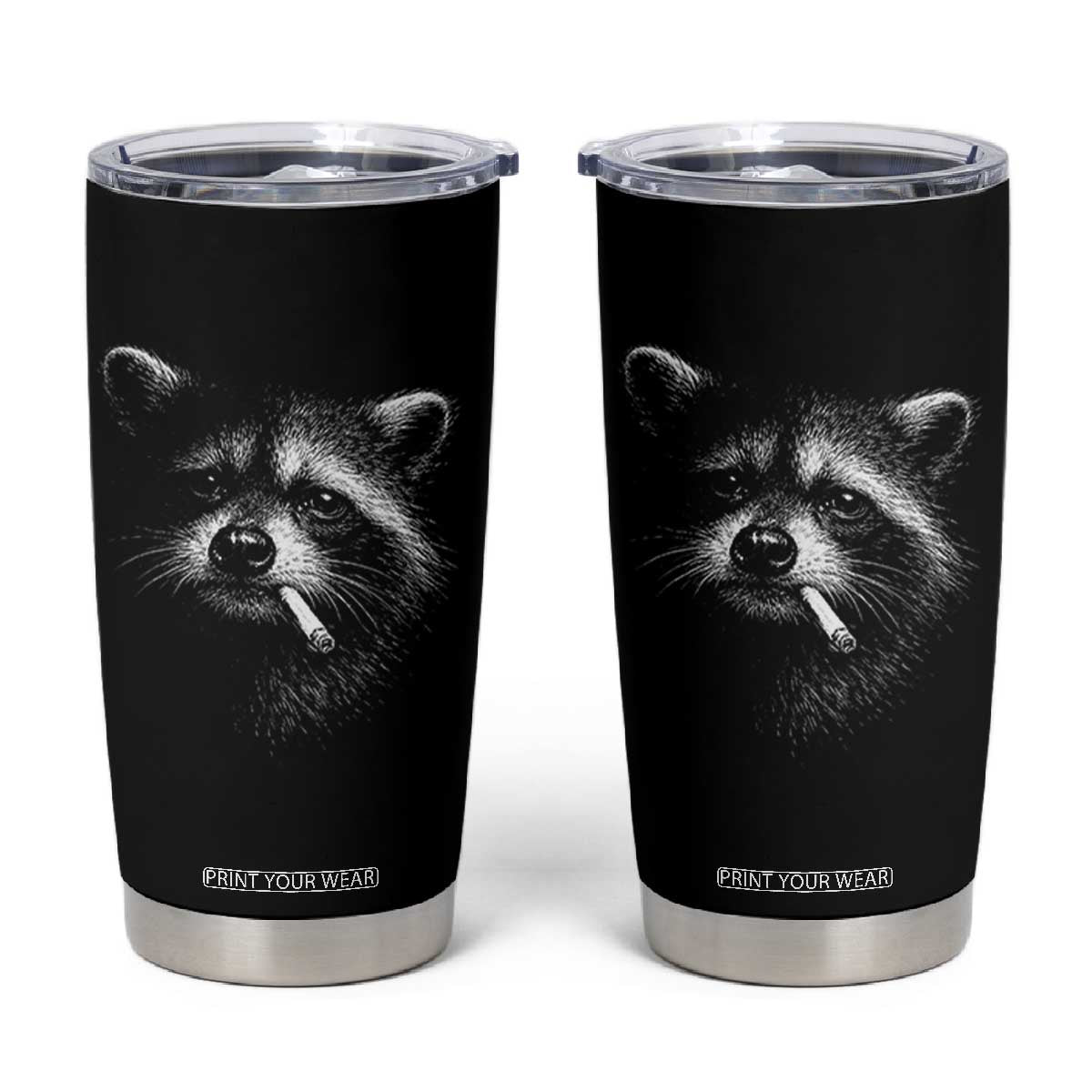 Funny Raccoon Smoking Cigarette Meme Tumbler Cup Trash Panda Face Y2K Graphic TS11 Black Print Your Wear