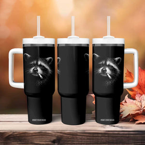 Funny Raccoon Smoking Cigarette Meme Tumbler With Handle Trash Panda Face Y2K Graphic TS11 Print Your Wear