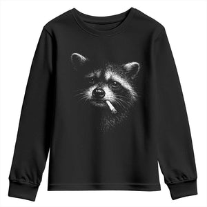 Funny Raccoon Smoking Cigarette Meme Youth Sweatshirt Trash Panda Face Y2K Graphic TS11 Black Print Your Wear