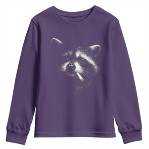 Funny Raccoon Smoking Cigarette Meme Youth Sweatshirt Trash Panda Face Y2K Graphic TS11 Purple Print Your Wear