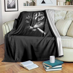 Funny Cat Smoking Cigarette Meme Throw Blanket Cat Face Y2K Graphic TS11 Print Your Wear