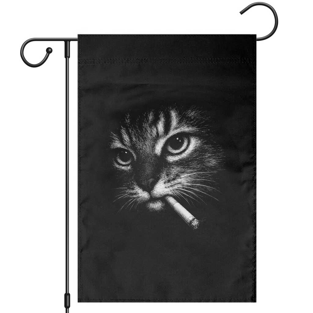 Funny Cat Smoking Cigarette Meme Garden Flag Cat Face Y2K Graphic TS11 Black Print Your Wear