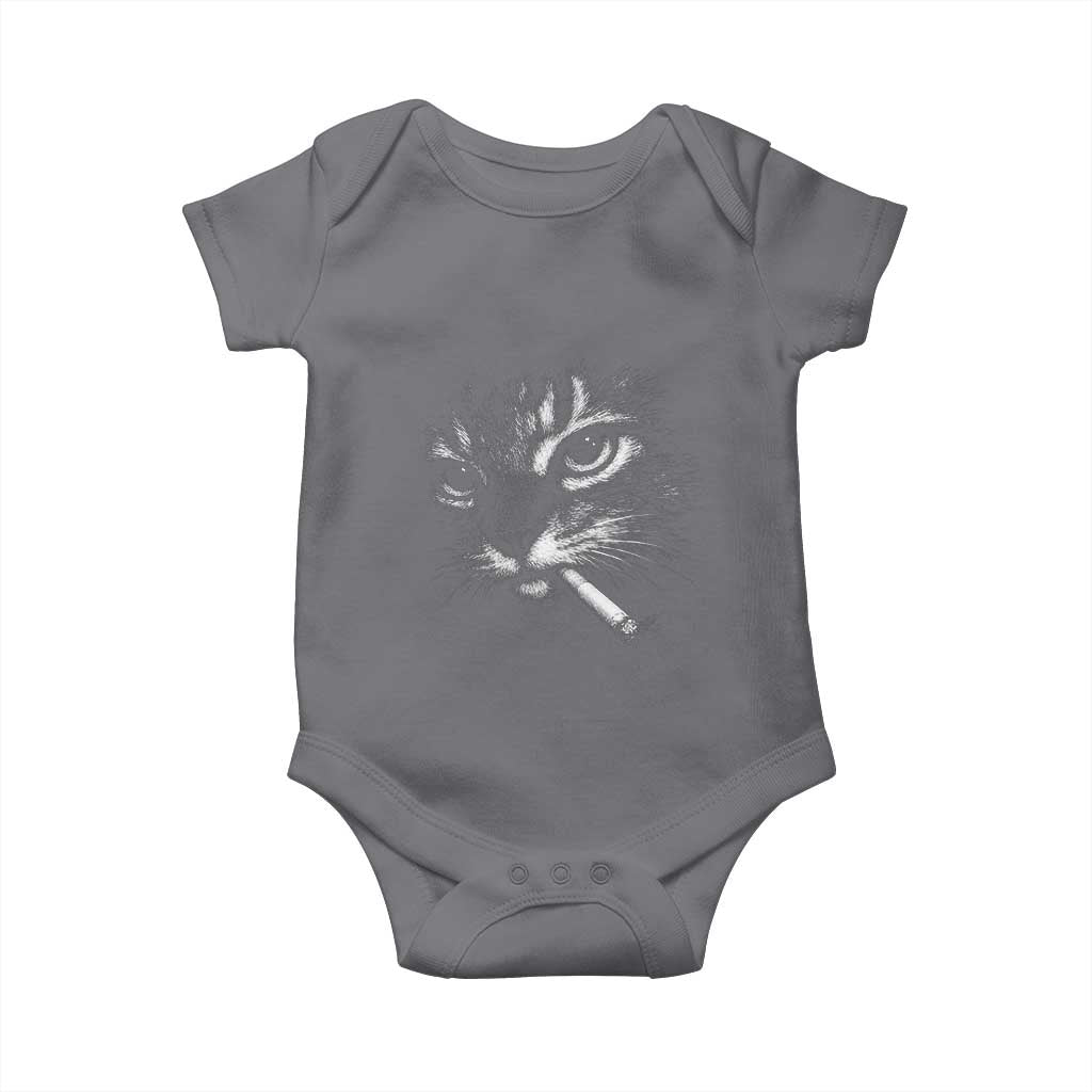 Funny Cat Smoking Cigarette Meme Baby Onesie Cat Face Y2K Graphic TS11 Charcoal Print Your Wear