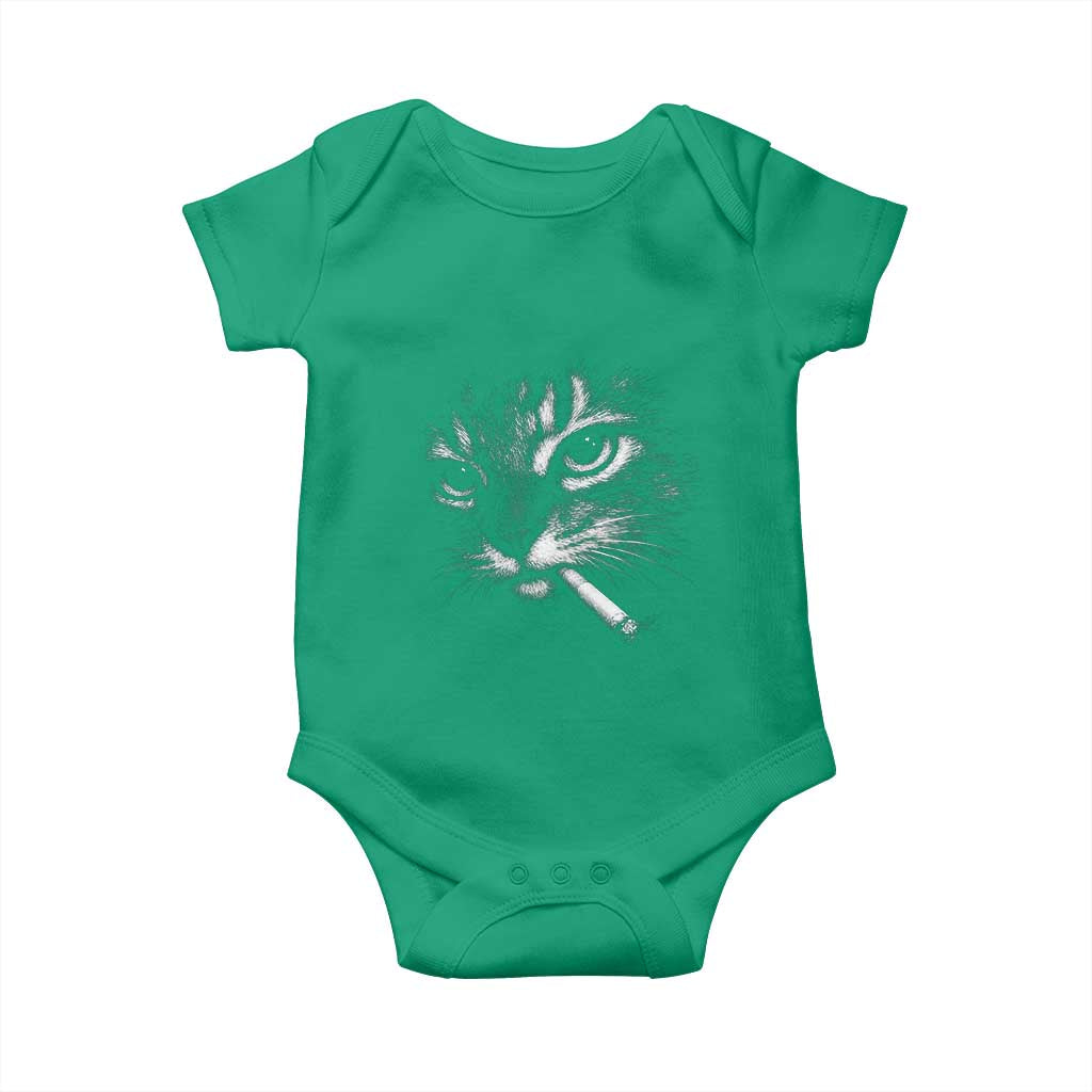Funny Cat Smoking Cigarette Meme Baby Onesie Cat Face Y2K Graphic TS11 Irish Green Print Your Wear