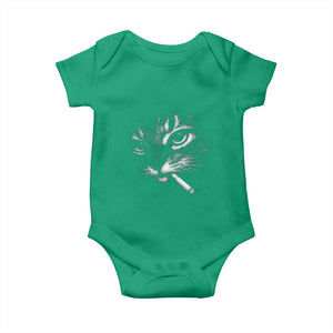 Funny Cat Smoking Cigarette Meme Baby Onesie Cat Face Y2K Graphic TS11 Irish Green Print Your Wear