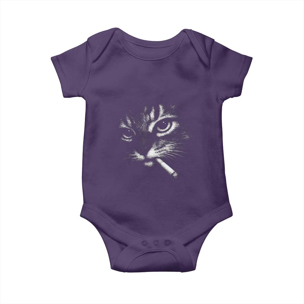 Funny Cat Smoking Cigarette Meme Baby Onesie Cat Face Y2K Graphic TS11 Purple Print Your Wear