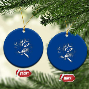 Funny Cat Smoking Cigarette Meme Ceramic Ornament Cat Face Y2K Graphic TS11 1pc Blue Print Your Wear