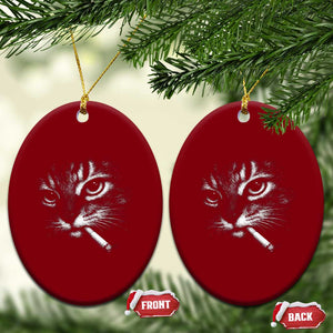 Funny Cat Smoking Cigarette Meme Ceramic Ornament Cat Face Y2K Graphic TS11 Print Your Wear