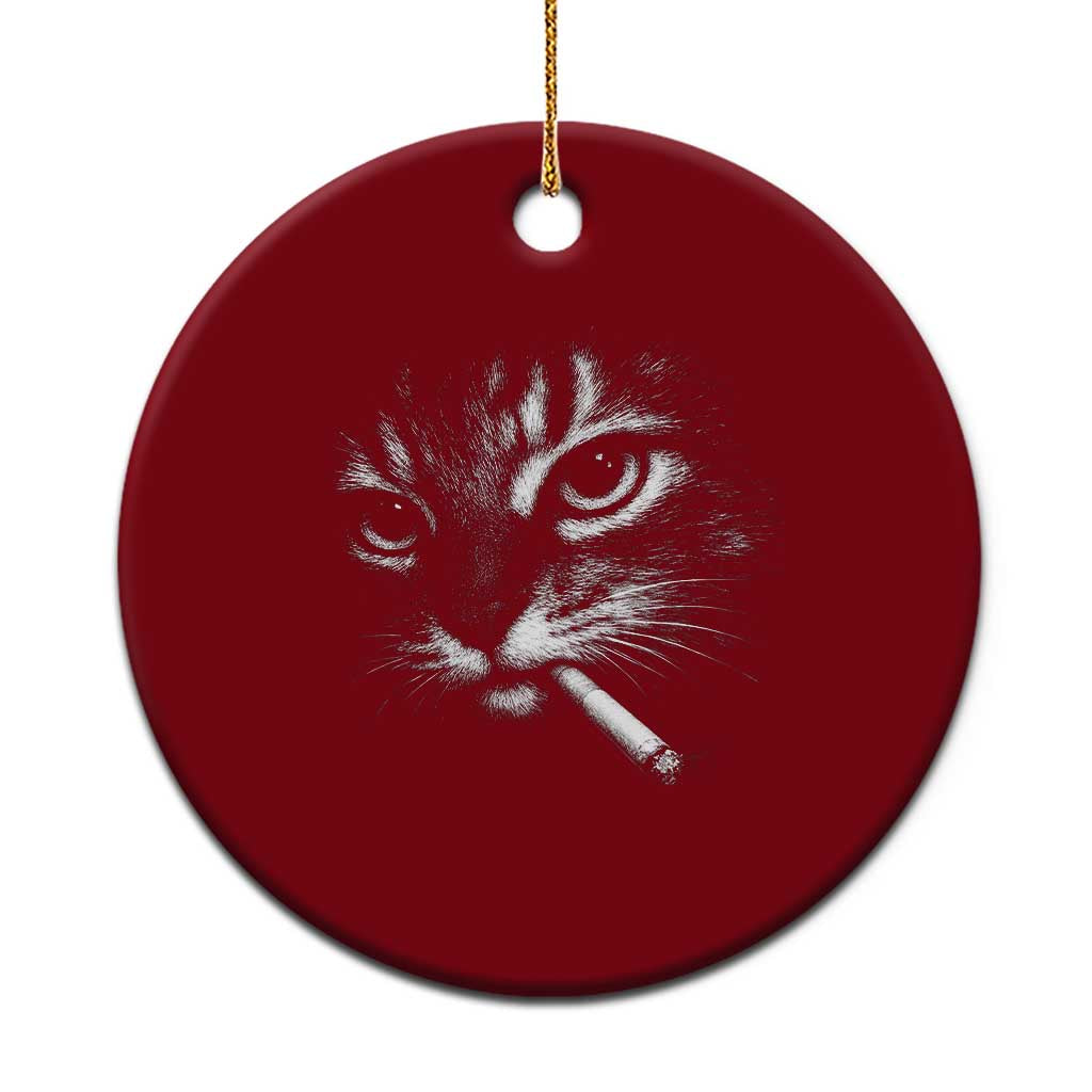 Funny Cat Smoking Cigarette Meme Ceramic Ornament Cat Face Y2K Graphic TS11 1pc Red Print Your Wear