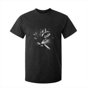 Funny Cat Smoking Cigarette Meme T Shirt For Kid Cat Face Y2K Graphic TS11 Black Print Your Wear