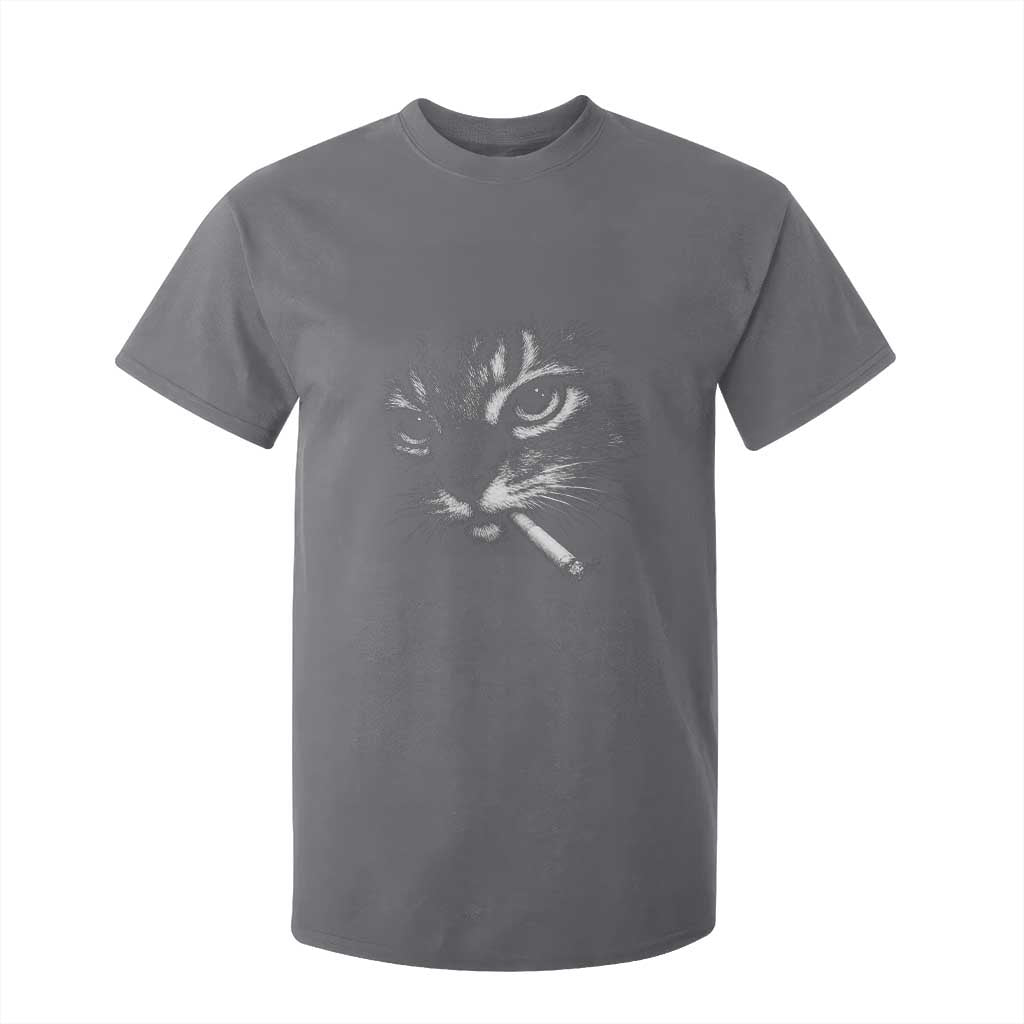 Funny Cat Smoking Cigarette Meme T Shirt For Kid Cat Face Y2K Graphic TS11 Charcoal Print Your Wear