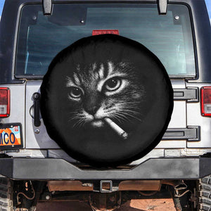 Funny Cat Smoking Cigarette Meme Spare Tire Cover Cat Face Y2K Graphic TS11 No hole Black Print Your Wear