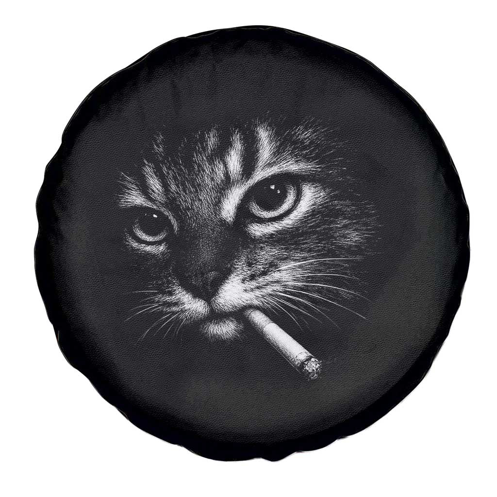 Funny Cat Smoking Cigarette Meme Spare Tire Cover Cat Face Y2K Graphic TS11 Print Your Wear