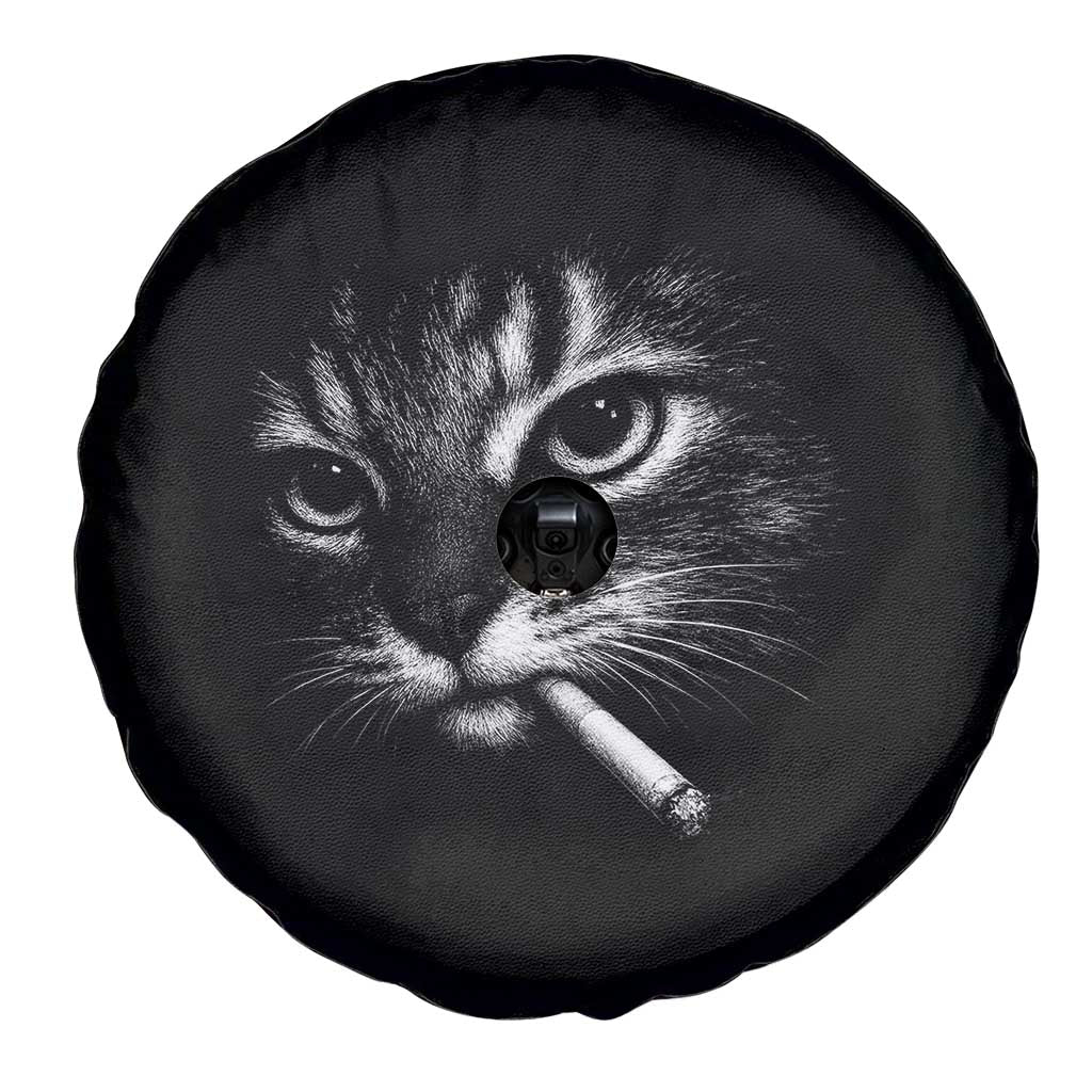 Funny Cat Smoking Cigarette Meme Spare Tire Cover Cat Face Y2K Graphic TS11 Print Your Wear