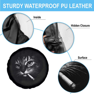 Funny Cat Smoking Cigarette Meme Spare Tire Cover Cat Face Y2K Graphic TS11 Print Your Wear