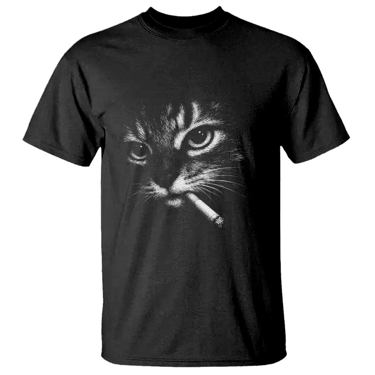 Funny Cat Smoking Cigarette Meme T Shirt Cat Face Y2K Graphic TS11 Black Print Your Wear