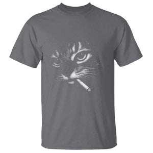 Funny Cat Smoking Cigarette Meme T Shirt Cat Face Y2K Graphic TS11 Charcoal Print Your Wear