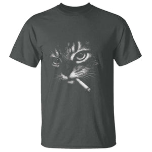 Funny Cat Smoking Cigarette Meme T Shirt Cat Face Y2K Graphic TS11 Dark Heather Print Your Wear