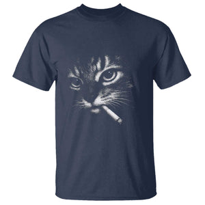 Funny Cat Smoking Cigarette Meme T Shirt Cat Face Y2K Graphic TS11 Navy Print Your Wear