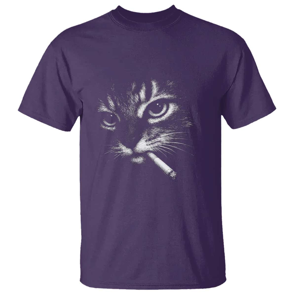 Funny Cat Smoking Cigarette Meme T Shirt Cat Face Y2K Graphic TS11 Purple Print Your Wear