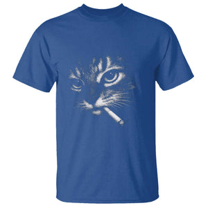 Funny Cat Smoking Cigarette Meme T Shirt Cat Face Y2K Graphic TS11 Royal Blue Print Your Wear