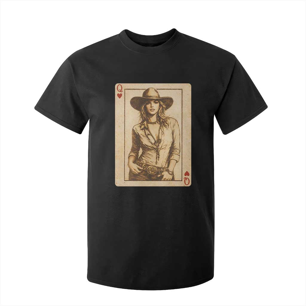 Funny Western Valentine Cowgirl Queen of Hearts Card T Shirt For Kid TS11 Black Print Your Wear