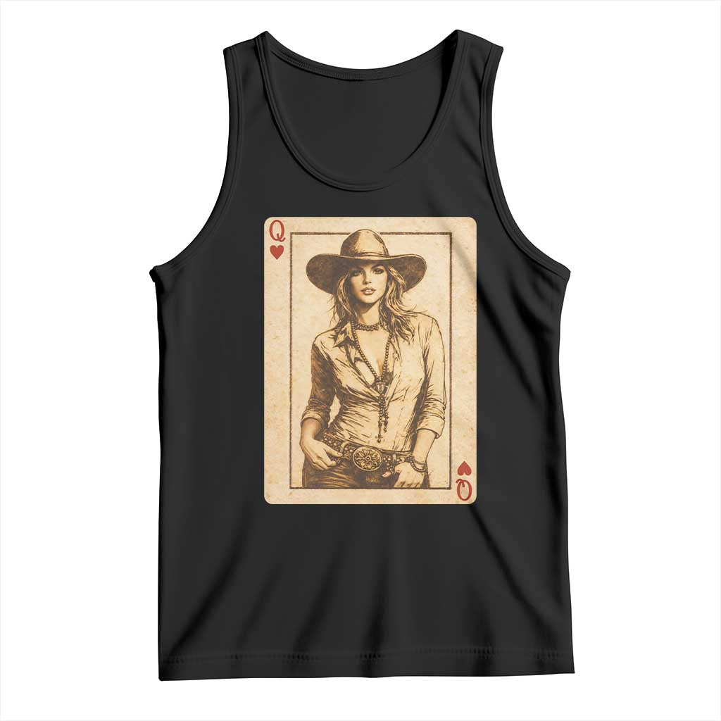 Funny Western Valentine Cowgirl Queen of Hearts Card Tank Top TS11 Black Print Your Wear