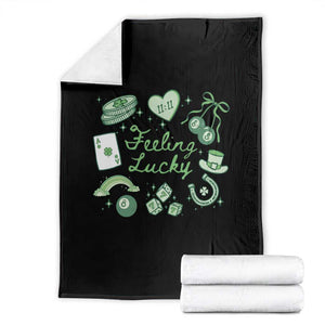 Feeling Lucky St Patricks Day Coquette Shamrock Throw Blanket TS11 Black Print Your Wear