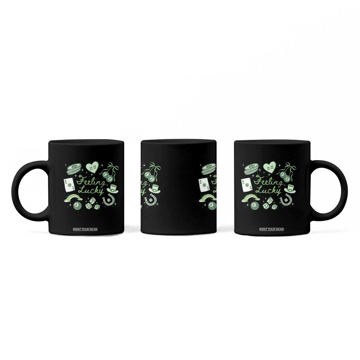 Feeling Lucky St Patricks Day Coquette Shamrock Coffee Mug TS11 Print Your Wear