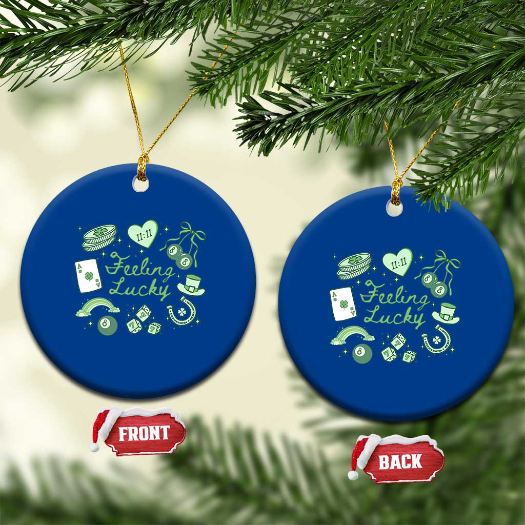 Feeling Lucky St Patricks Day Coquette Shamrock Ceramic Ornament TS11 1pc Blue Print Your Wear