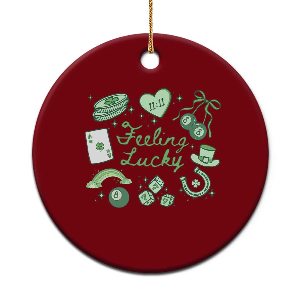 Feeling Lucky St Patricks Day Coquette Shamrock Ceramic Ornament TS11 1pc Red Print Your Wear