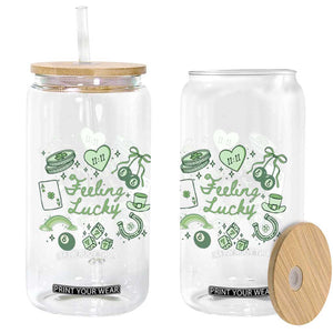 Feeling Lucky St Patricks Day Coquette Shamrock Glass Can TS11 Print Your Wear