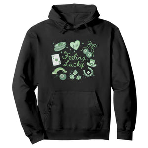 Feeling Lucky St Patricks Day Coquette Shamrock Hoodie TS11 Black Print Your Wear