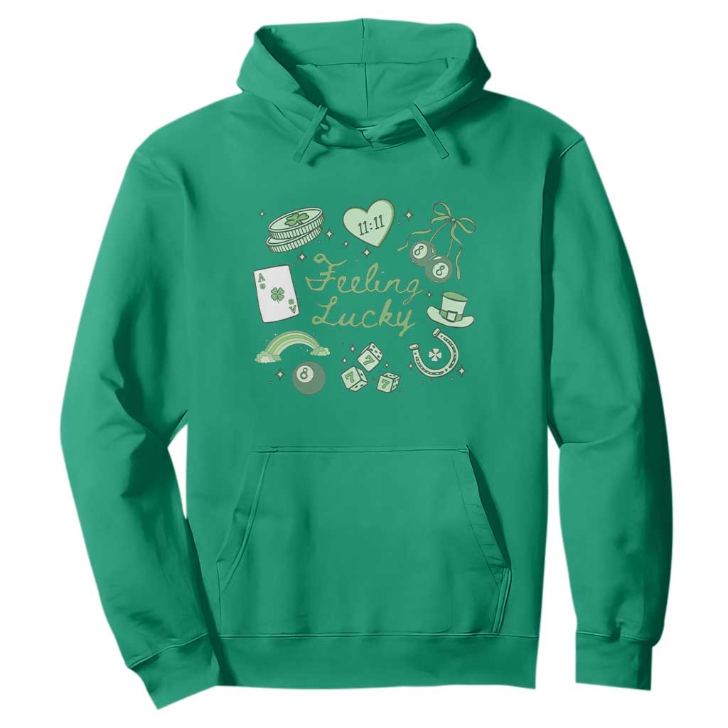 Feeling Lucky St Patricks Day Coquette Shamrock Hoodie TS11 Irish Green Print Your Wear
