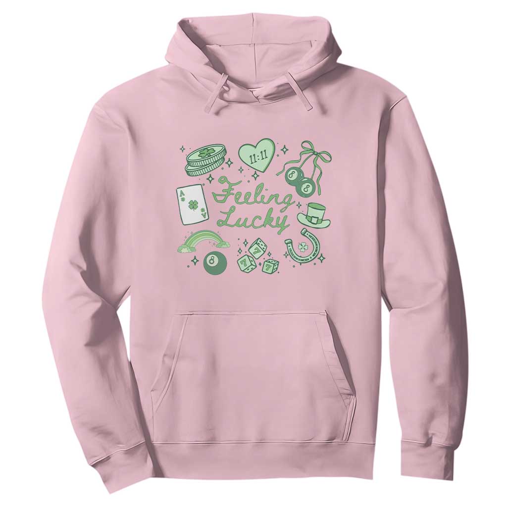 Feeling Lucky St Patricks Day Coquette Shamrock Hoodie TS11 Light Pink Print Your Wear