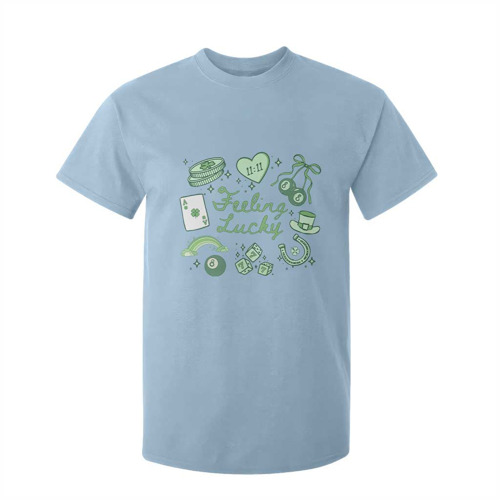 Feeling Lucky St Patricks Day Coquette Shamrock T Shirt For Kid TS11 Light Blue Print Your Wear
