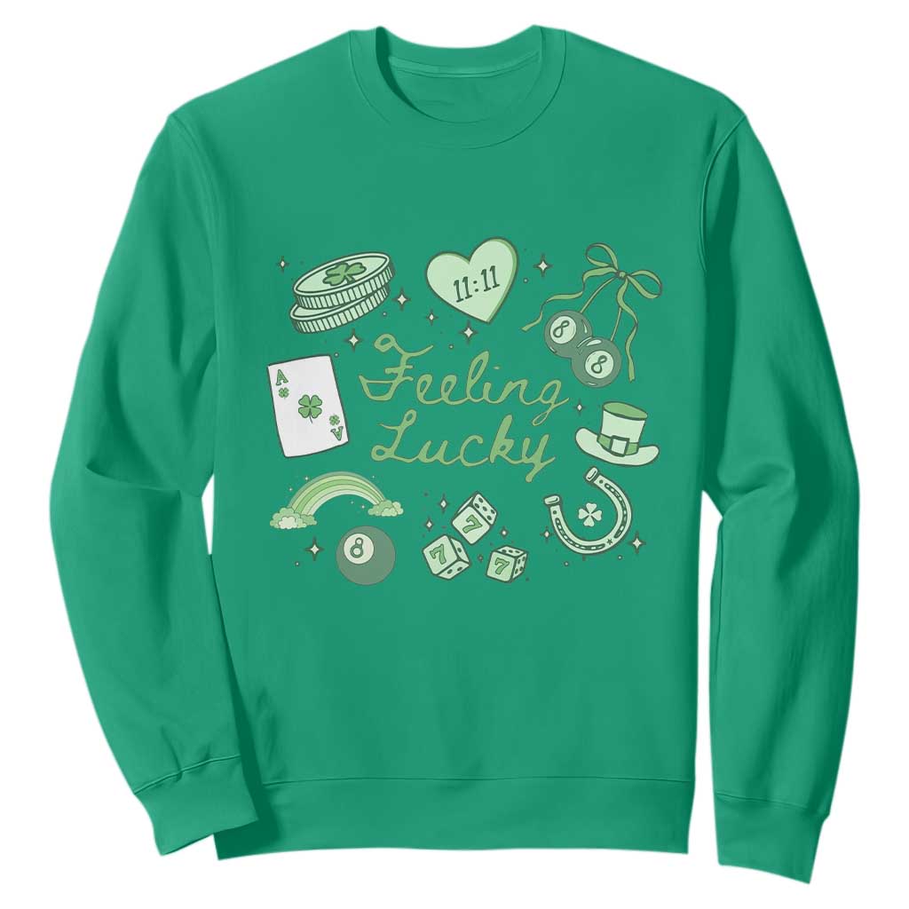 Feeling Lucky St Patricks Day Coquette Shamrock Sweatshirt TS11 Irish Green Print Your Wear