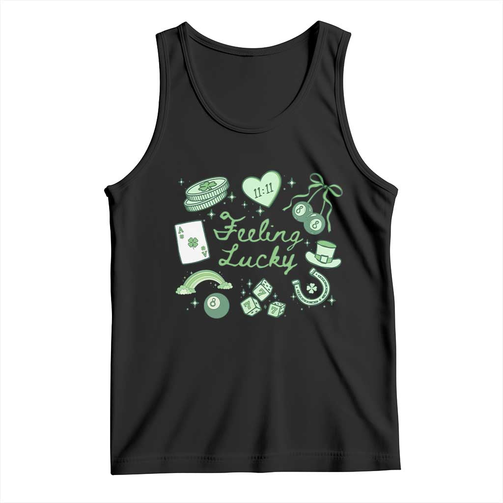 Feeling Lucky St Patricks Day Coquette Shamrock Tank Top TS11 Black Print Your Wear