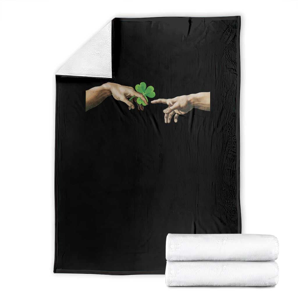 Funny St Patricks Day Shamrock The Creation of Adam Meme Throw Blanket TS11 Black Print Your Wear