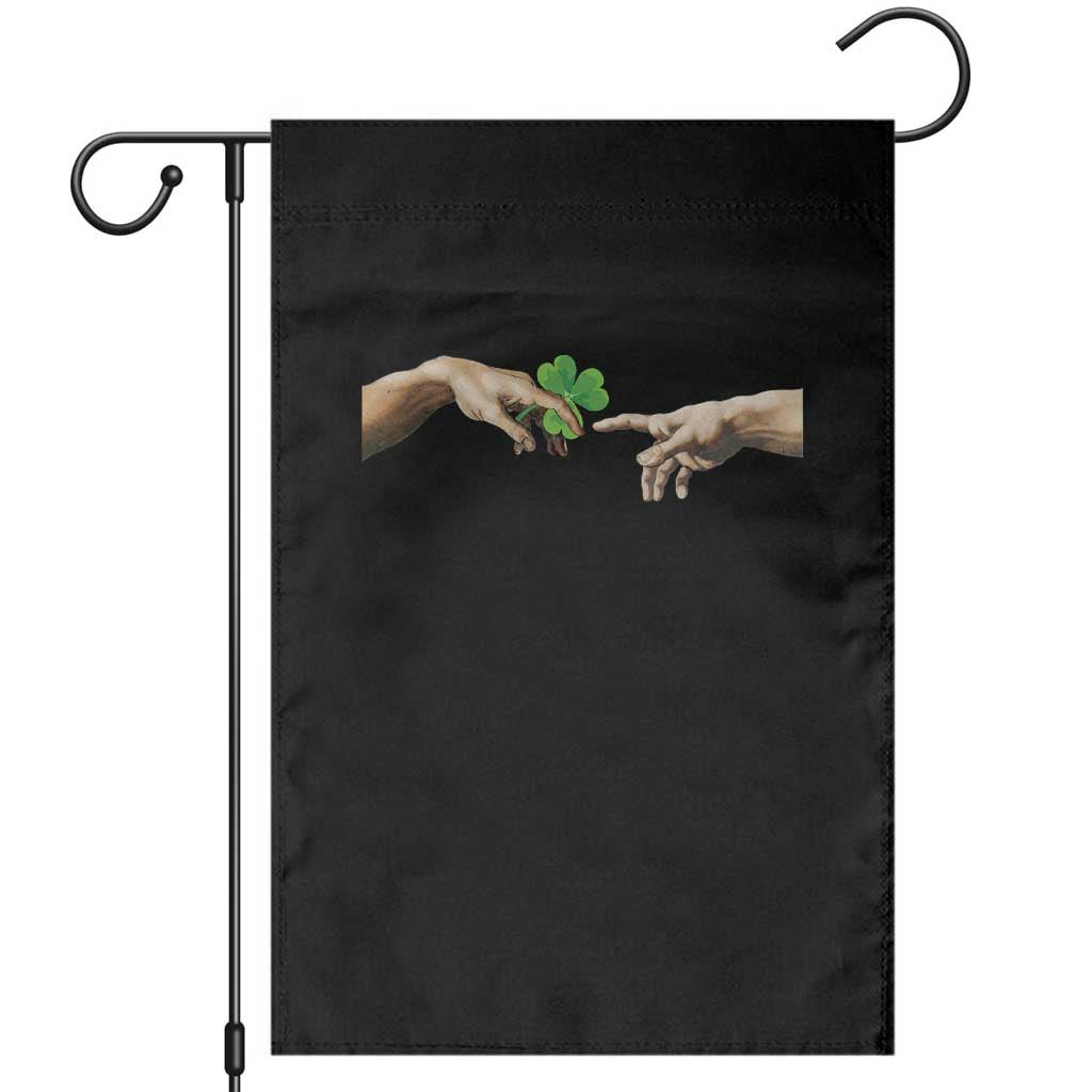Funny St Patricks Day Shamrock The Creation of Adam Meme Garden Flag TS11 Black Print Your Wear