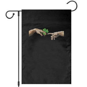 Funny St Patricks Day Shamrock The Creation of Adam Meme Garden Flag TS11 Black Print Your Wear