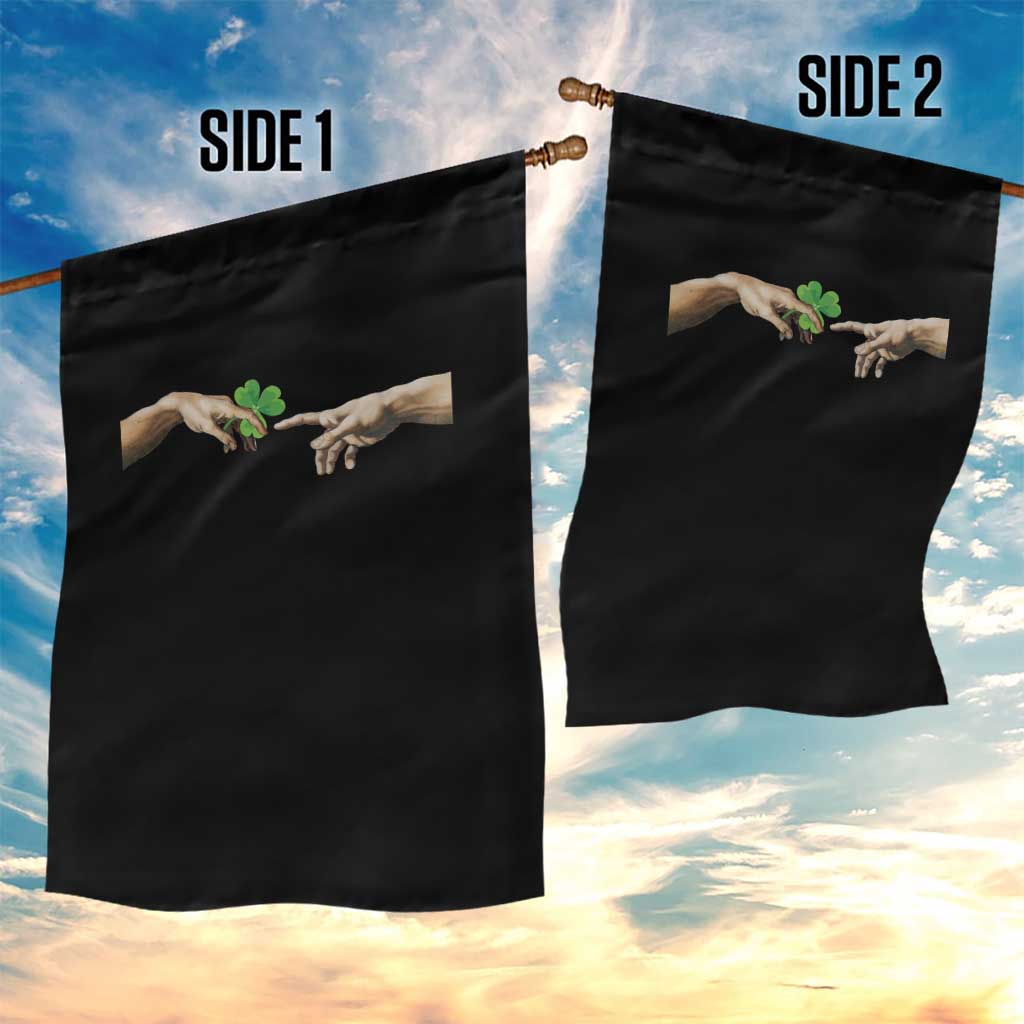 Funny St Patricks Day Shamrock The Creation of Adam Meme Garden Flag TS11 Print Your Wear