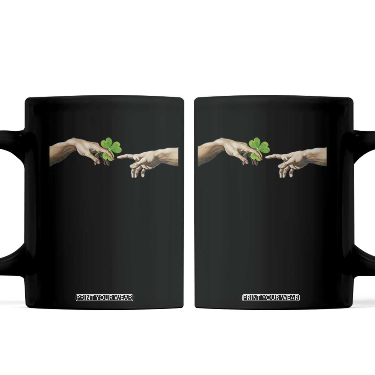 Funny St Patricks Day Shamrock The Creation of Adam Meme Coffee Mug TS11 Black Print Your Wear