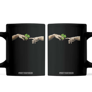 Funny St Patricks Day Shamrock The Creation of Adam Meme Coffee Mug TS11 Black Print Your Wear